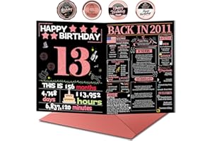Joycard 13th Birthday Card with Envelope, 13th Birthday Decorations for Girls, 13th Birthday Gifts for Daughter, Happy Birthday Cards for 13 Year Old Granddaughter, Funny Gift Idea, Back in 2011