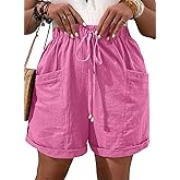 Eytino Womens Plus Size Shorts Casual Elastic Waist Drawstring Comfy Lightweight Summer Shorts with Pockets(1X-5X)