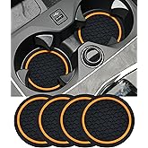 UBOG 4PCS Car Coasters, Car Accessories Interior, 2.75 Inch Non-Slip Cup Holder Coasters, Black&Orange