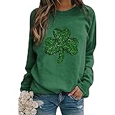 COLORFUL BLING Women St Patricks Day Sweatshirts Lucky Clover Shenanigans Sweater Shamrock Coordinator Pullover Top