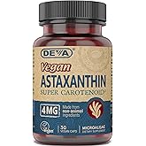DEVA Nutrition Vitamins Astaxanthin 4mg, Vegan, Made from Haematococcus Pluvialis Microalgae, 30 Capsules, 2-Pack