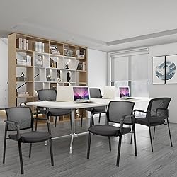 CLATINA Mesh Back Stacking Arm Chairs, Upholstered