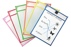 Clipco Dry Erase Pocket Sleeves Assorted Colors (6-Pack)