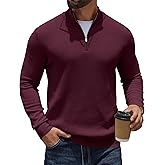 COOFANDY Quarter Zip Pullover Men Slim Fit Stretchy Ribbed 1/4 Zip Sweaters Business Casual Sweater