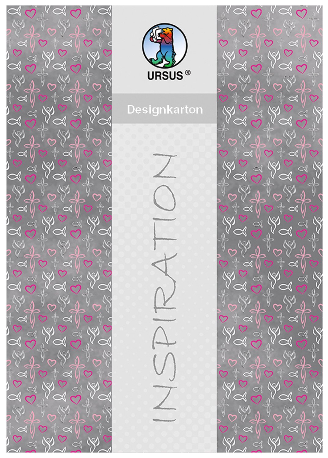 Ursus 62274602F Religion Design Card 200 g/m² 5 Sheets DIN A4 Pink/Grey