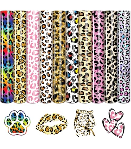 KISSWILL Leopard Heat Transfer Vinyl Roll - Animal Print HTV For T-Shirts, Bags & DIY Crafts, 10" X 5'