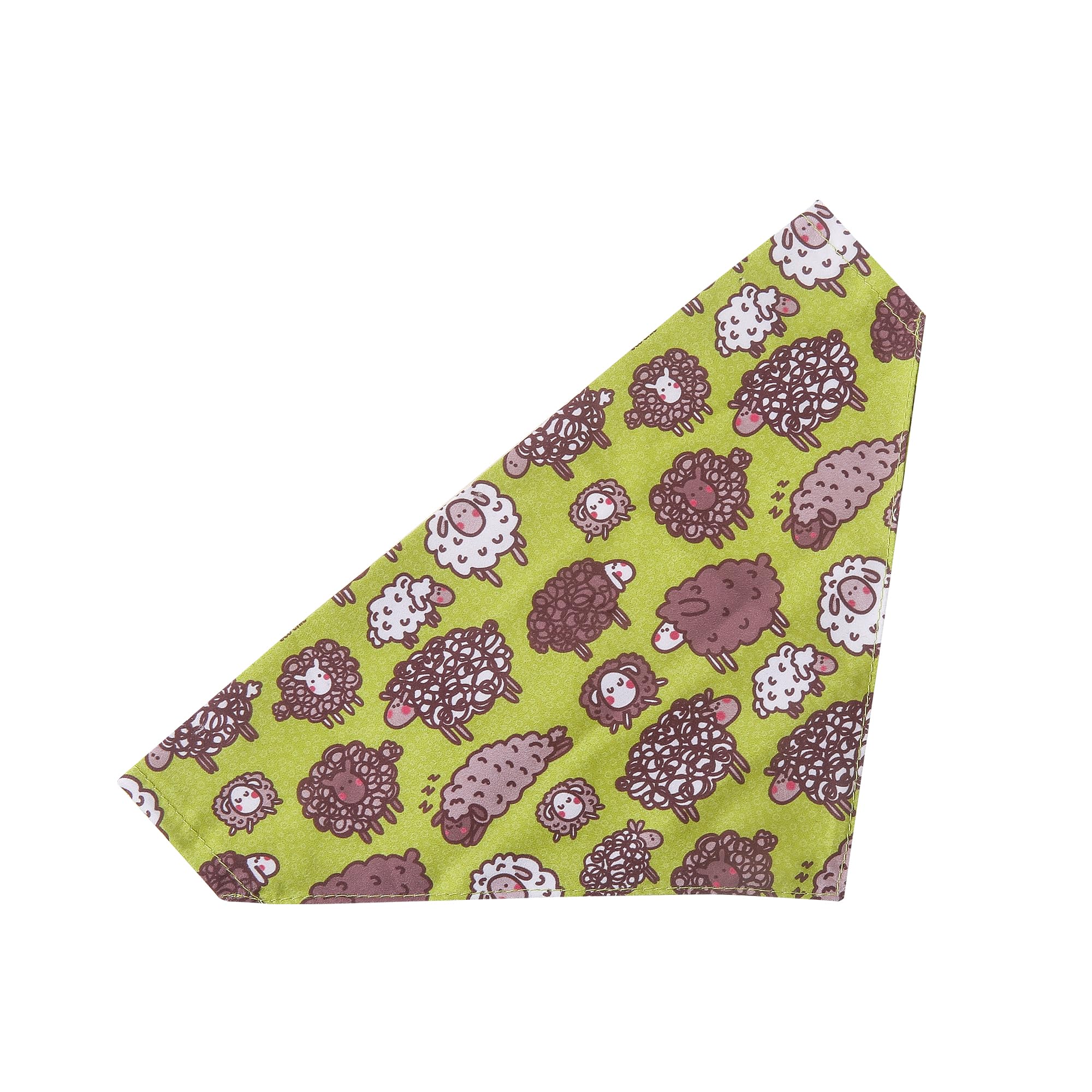 Eco Chic Recycled Dog Bandana 1PCS Washable Triangle Scarf for Pets Dogs and Cats (Cute Sheep Green)
