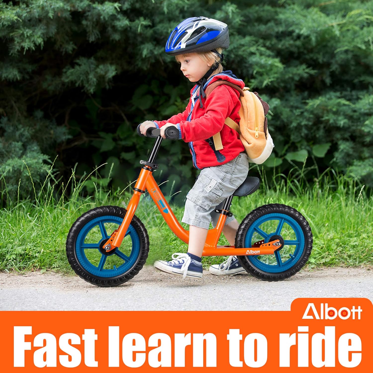 Albott 12 Sport Balance Bike - Toddler Training Bike w/Adjustable Height Seat & Handlebar, Push Bikes for Toddlers No Pedal Scooter Bicycle with Footrest for Age 18 Months and Over(Orange): Sports & Outdoors