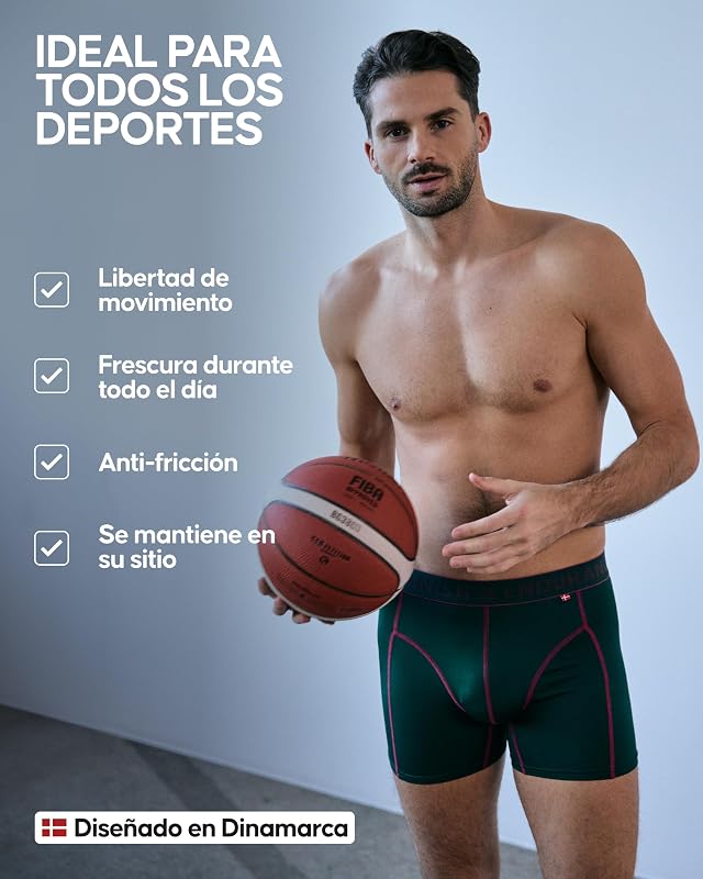 Calções Boxer Desportivos Masculinos, Justos e Respiráveis, Pack de 3, Pretos, L