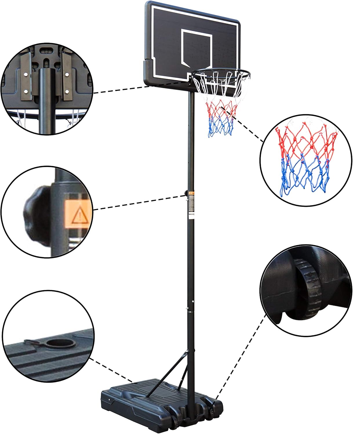 aokung Portable Basketball Hoop & Goal Basketball System Height Adjustable 6.2-8.5ft with 42 Inch Backboard and Wheels for Youth Kids Indoor Outdoor Use : Sports & Outdoors