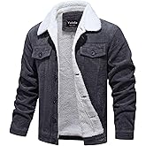 Yoinlia Men's Sherpa Lined Corduroy Jacket Casual Thickened Winter Warm Fleece Jacket Coat