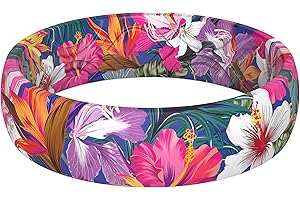 ThunderFit Silicone Wedding Bands for Women, Breathable Printed Design Rubber Engagement Rings 5.5mm Wide 1.8mm Thick - 1 Pack