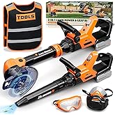 KidBloom Kids Tool Set, 2-in-1 Toy Lawn Mower & Blower, Toys for 3 Year Old Boys with Vest, Gift for 3 4 5 Year Old Boy