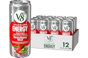V8 +ENERGY V8 +SPARKLING ENERGY Strawberry Kiwi Energy Drink, Made With Real Vegetable And Fruit Juices, 11.5 FL OZ Can (Pack Of 12)