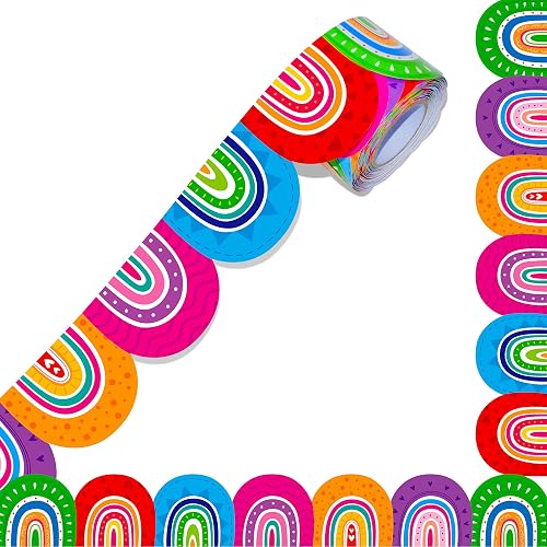 60 Feet Bulletin Board Borders, Colorful Rainbow Die-Cut Rolled Border ...