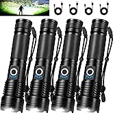 MIXILIN Rechargeable Flashlights High Lumens, 4 Pack 99,000 Lumens Super Bright Led Flashlight with USB Cable & 5 Modes, Handheld Flash Light Waterproof Flashlight for Home Camping