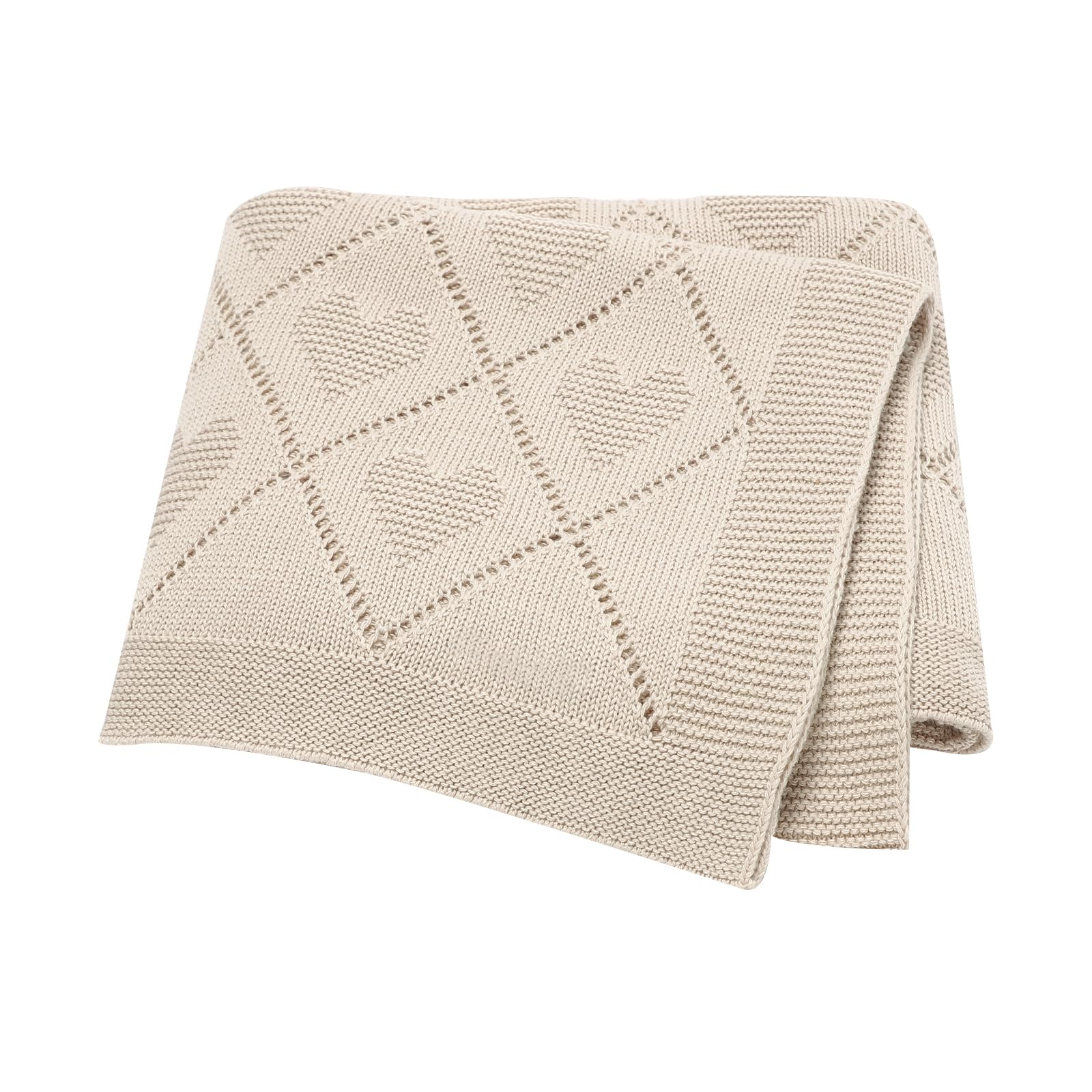 Hadetoto Baby Blanket 100% Cotton Baby Cellular Blanket - Beige