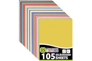 OcePor Glitter Cardstock, 105 Sheets in 35 Colors Cardstock, Glitter Paper for Cricut, Crafts and DIY, 8.5”x11”Shimmer cardstock for Birthday, Wedding Party Decor(92 lb/250 gsm)