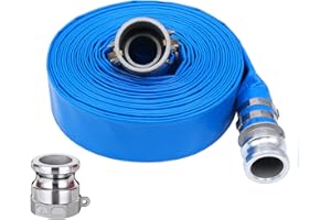 GEOWAKY 2" x 50ft PVC Lay Flat Discharge Hose With Aluminum Camlock C & E Fittings, Cam Lock Fitting Type A included, Heavy Duty Reinforced Pump Backwash Hose Assembly