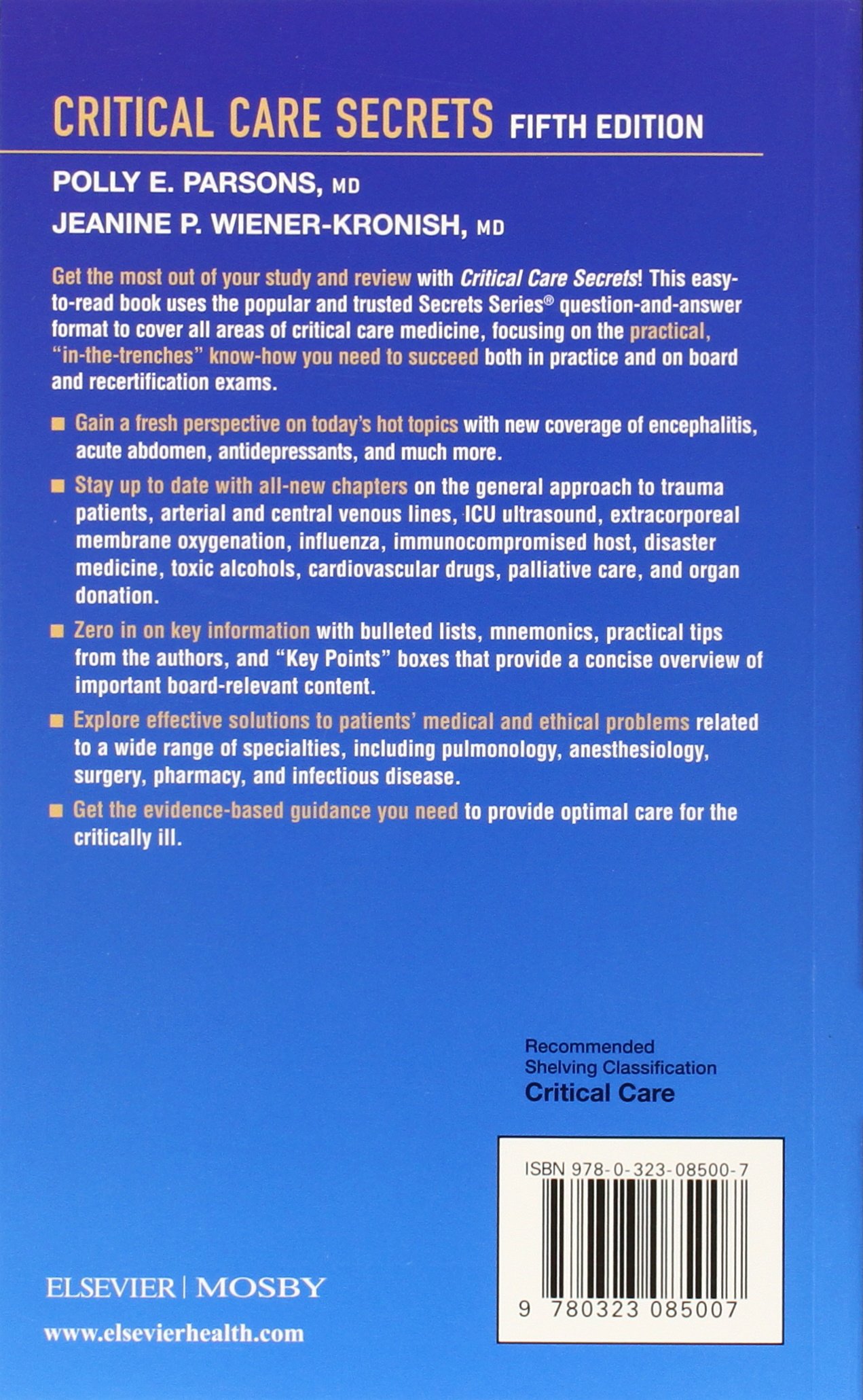 Critical Care Secrets Amazonde Polly E Parsons Jeanine - 