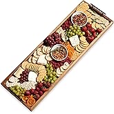 Twine Modern Manor Longboard Cheese Platter with Handles, Rectangular Cheese Board and Home Decor Tray, Dining Table Accessories Acacia Wood Set of 1