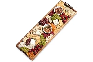 Twine Modern Manor Longboard Cheese Platter with Handles, Rectangular Cheese Board and Home Decor Tray, Dining Table Accessor