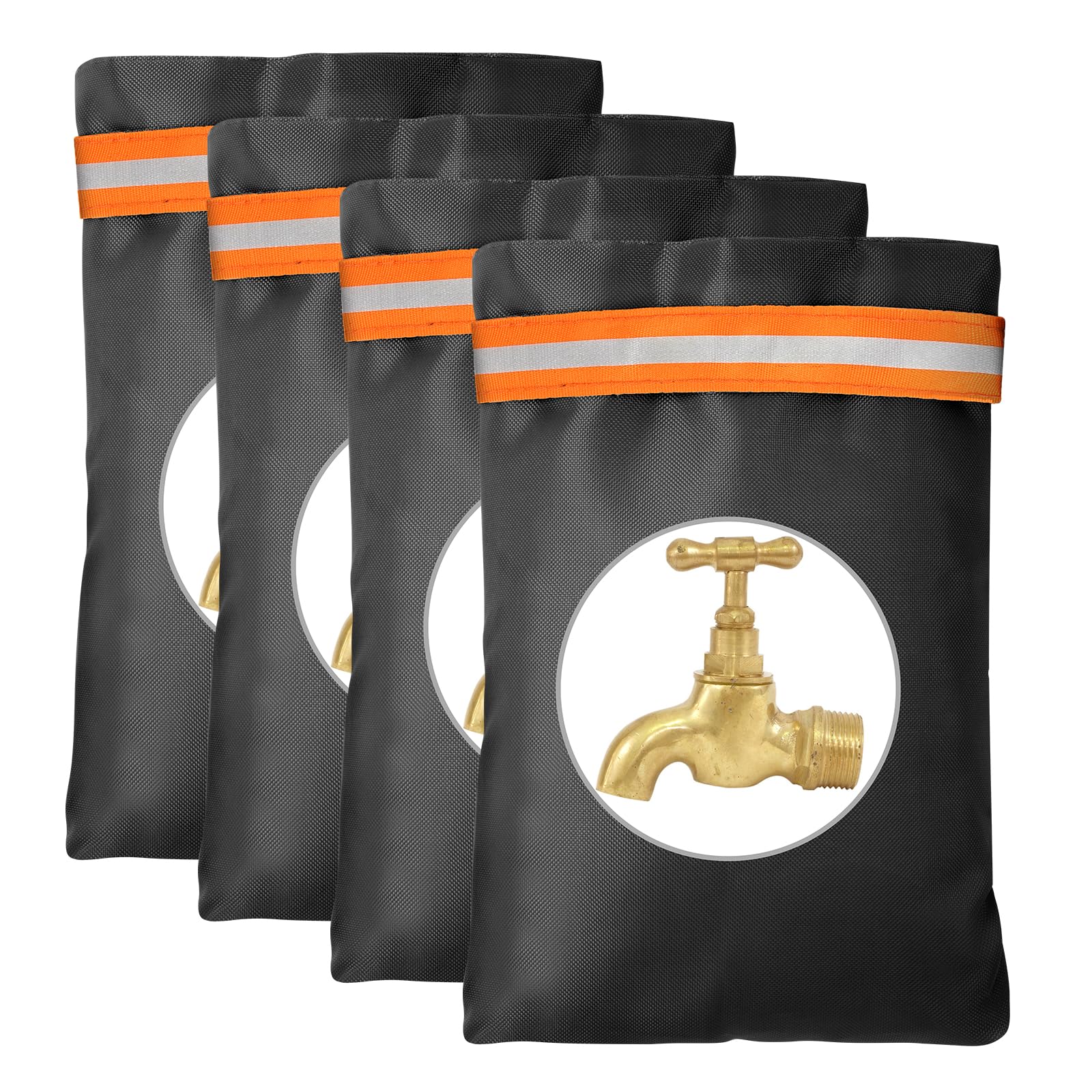 Vicloon Outside Tap Covers for Winter, 4pcs Large Outdoor Tap Cover Insulated Protector, Waterproof & Thickened Thermal Tap Jacket Protects Your Tap from Freezing Bursting (Orange)