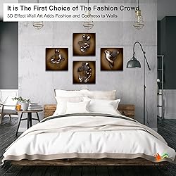 4 Piece Set Bedroom Wall Decor Love Heart Gray 3D