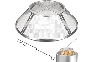 TUSGENK Fire Pit Spark Screen for Solo Stove Bonfire Yukon Accessories, 27 Inch Yukon Shield for Solo Stove Accessories, 304 Stainless Steel Detachable Mesh Fire Pit Spark Protector with Grill Function