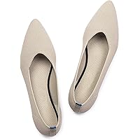 Womens Pointed Toe Ballet Flat Knit Dress Shoes Low Wedge Flat Shoes Comfort Slip On Flats Shoes for Woman Classic…