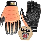 Cestus 8015, Impact Work Gloves (1,3,10,60 pairs), Reflective Fingertips, Heavy Duty for Truck Drivers, Construction, Rigging