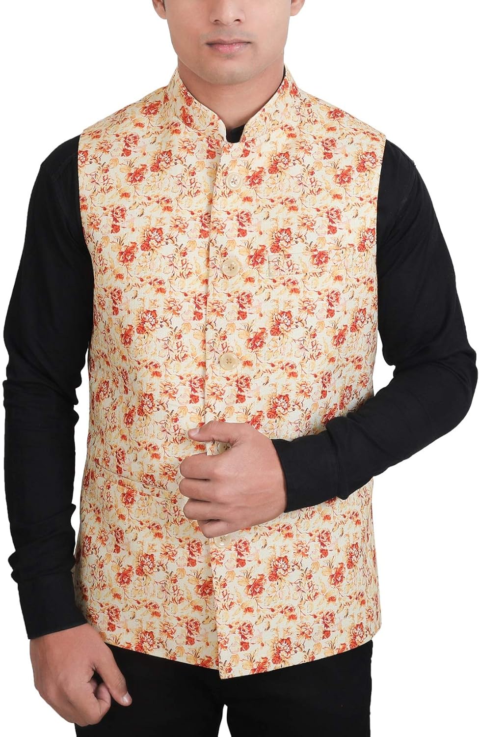 la rainbow casual silk blend printed nehru jacket for men/boys