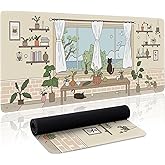 Kawaii Cat Mouse Pad Large Desk Mat Extended Keyboard Mouse Pad Cute Mousepad with Non-Slip Base and Stitched Edge Cat Mouse Mat Desk Pad 31.5 x 11.8 in Mouse Pads for Desk Decor Home Office Gaming