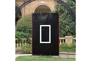 Doubleriver Baseball Batting Cage Backstop with Strike Zone Target - Heavy Duty 4x6/6x8FT PVC Backstop Net for Pitching Practice Backyard Training