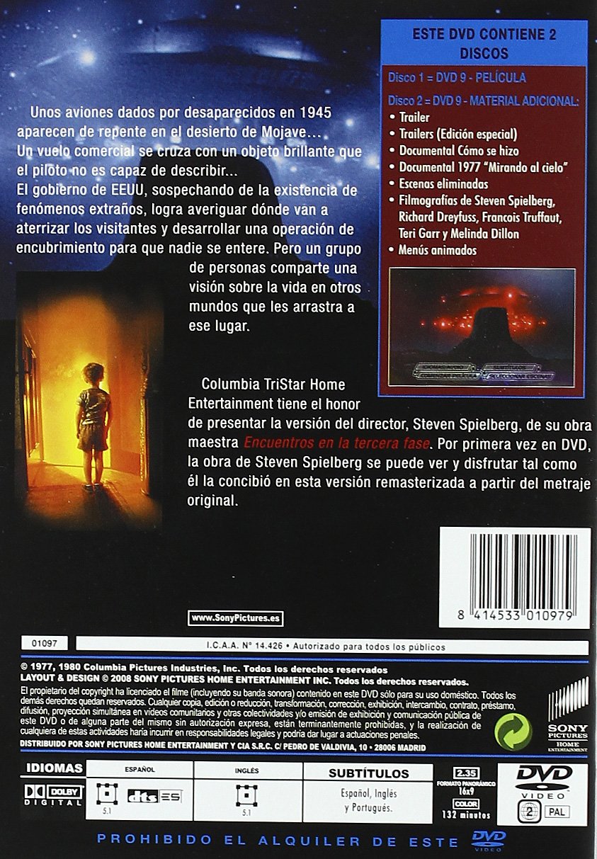 Encuentros En La Tercera Fase Dvd Amazon Es Richard Dreyfuss Francois Truffaut Melinda Dillon Teri Garr Lance Henriksen Merrill Connally Adrienne Campbell Shawn Bishop Steven Spielberg Richard Dreyfuss Francois Truffaut Cine Y Series