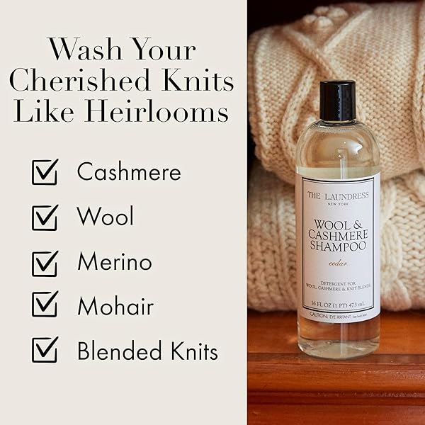 THE LAUNDRESS WOOL & CASHMERE SHAMPOO, DOUBLE CONCENTRATED, CEDAR SCENT, WOOL DETERGENT, WOOL WASH, CASHMERE SHAMPOO, 16 FL OZ