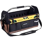 VSHXENG 20 Inch Tool Bag, Foldable 19 Pockets Tool Tote Bags with Tool Organizer with Adjustable Shoulder Strap, Easy Carry and Easy Tool Access Open Top Tool Bag