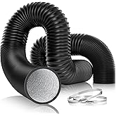 VIVOSUN 4 Inch 25 Feet Flexible Aluminum Ducting with 2 Clamps, Black | High-Temp Aluminum Duct, Adjustable Length &amp; Shape for Easy Mounting, Compatible with Dryers &amp; Inline Duct Fans