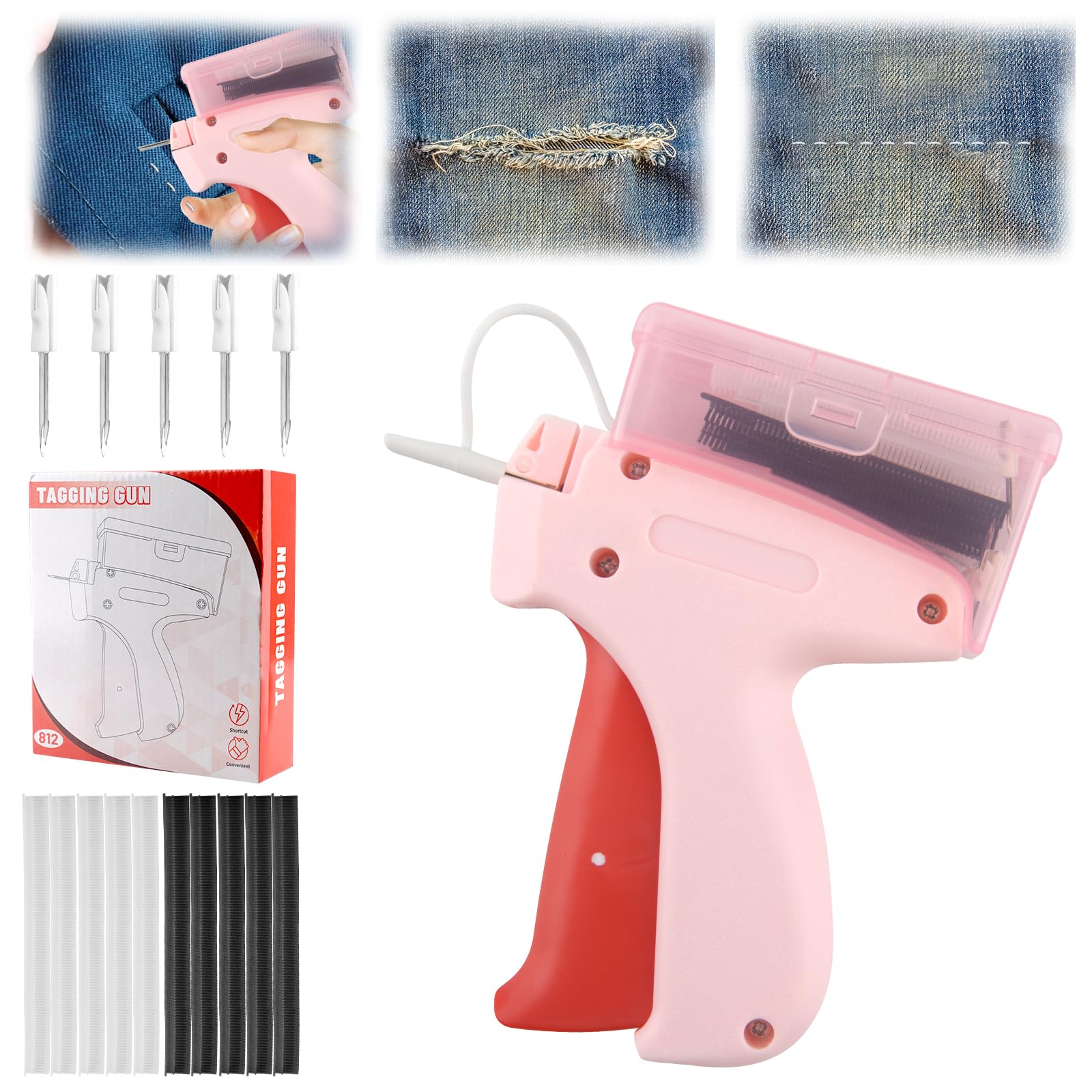 Stitchy Quick Clothing Fixer,Mini Stitch Machine,Micro Stitch Gun for Clothes,Fixer for Clothes,Quick Repair Garment Hand Sewing Machine, Hand Held Sewing Machine for Clothing (Rose)