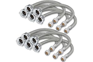 KUODIEOR Universal Flexible Toilet Connector, 16-Inch x 3/8" Comp x 7/8" BC, Premium Braided Stainless Steel Toilet Water Supply Connector Line with Anti-Leaking Brass Nut (10-Pack）