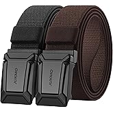 JUKMO Stretch Tactical Belt for Men,2 Pack Military Work Rigger Hiking 1.5" Elastic Nylon Web Quick Release Belt in Gift Box