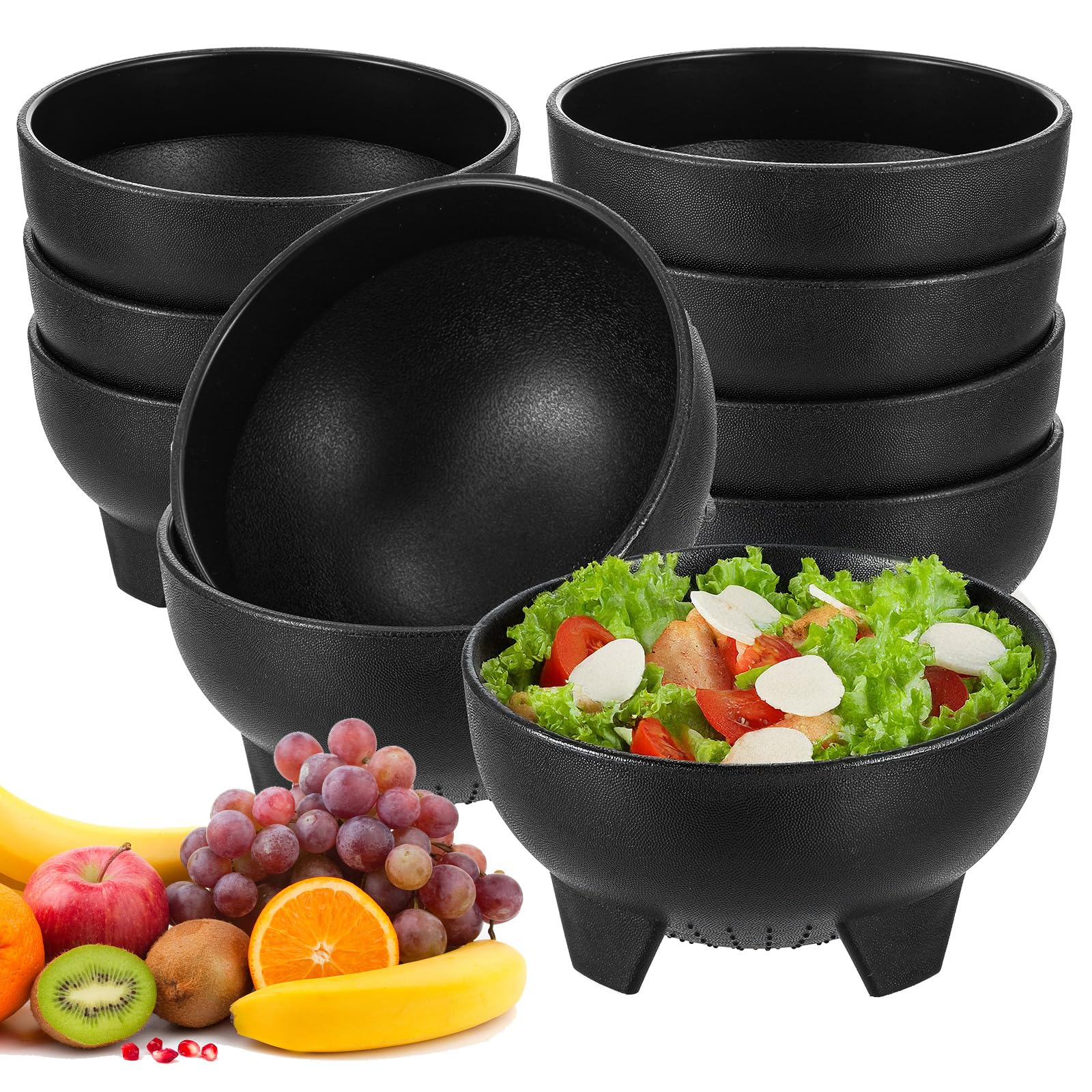 Photo 1 of 12 Pcs Salsa Bowls, 4.5 Inch Plastic Guacamole Serving Dishes, Mexican Chip and Dip Bowls for Party, Halloween Thanksgiving Christmas Fiesta Décor Black