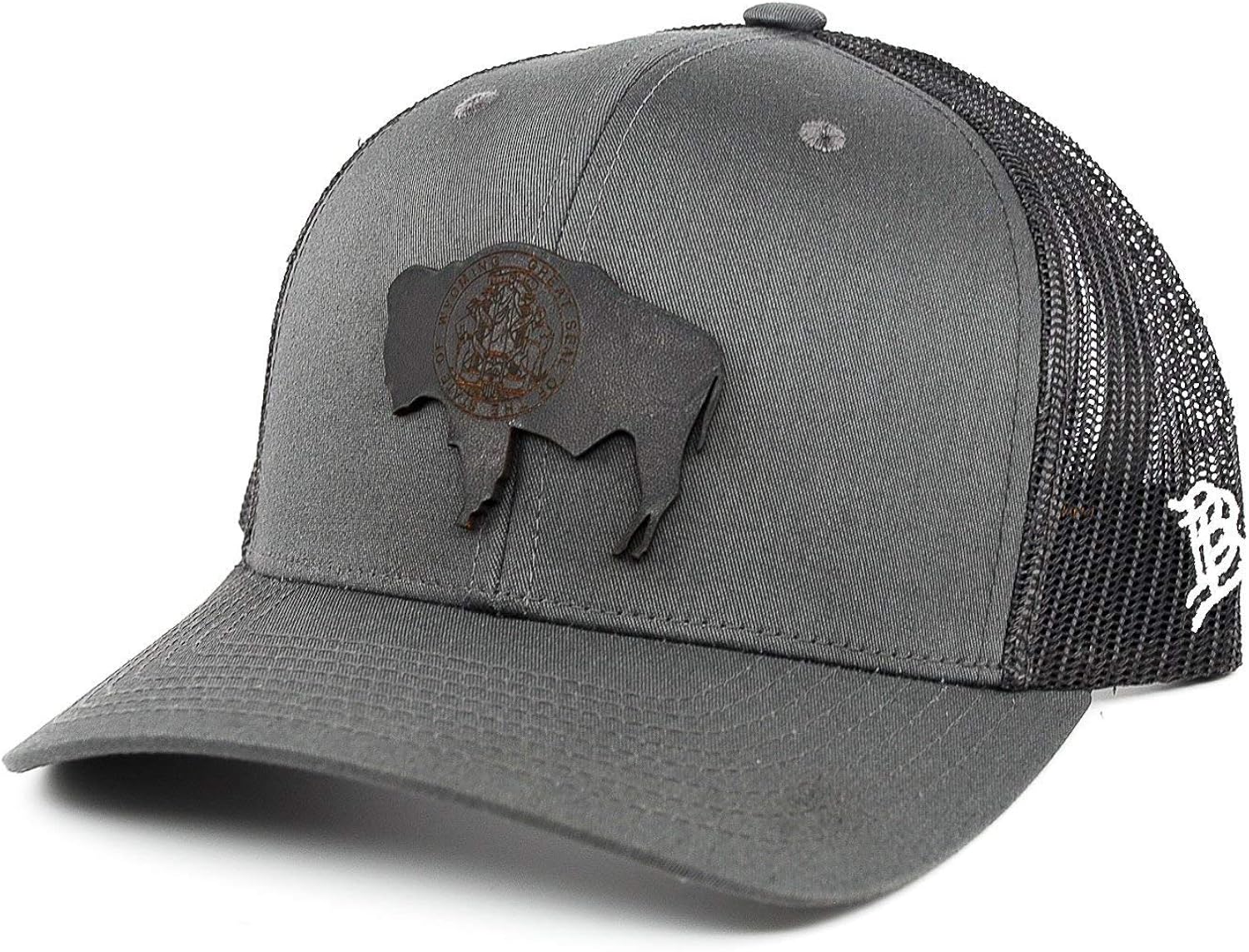 Branded Bills Wyoming 'Midnight 44' Black Leather Patch Hat Curved