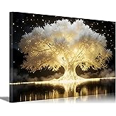 Abstract Tree Of Life Canvas Wall Art Elegant White Tree Of Life Wall Decor Picture Nature-Inspired Meditation Poster Print Painting for The Living Bedroom Room Office Meditation Room Home Decoration