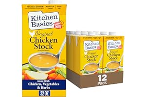 Kitchen Basics Chicken Stock - 32 oz. Carton (Pack of 12) Add Delicious Flavor to Chicken Noodle Soup, Broths and Gravy, Perfect for Stocking Up