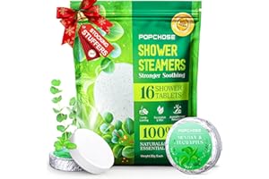 POPCHOSE Shower Steamers Aromatherapy 16 Pack, Christmas Stocking Stuffers for Women & Men, Eucalyptus for Shower with Natural Essential Oils- Quick Relief Nasal Congestion, Home SPA & Self Care Relaxation