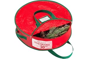 Handy Laundry Christmas Wreath Storage Bag - Durable, Tarp Material, Zipper, Sturdy Carry Handles, Pest Protection - Ideal Home, Garage Organization for Seasonal Holiday Wreath Decorations (30")