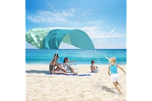 FAMSTAR Beach Sun Shade Canopy,Beach Pop up Tent Sun Shade Sail for 8 People,Relying On Wind Power Umbrella Only 4 Lbs