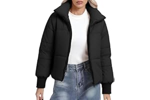 BenBoy Women's Winter Puffer Jacket Short Cropped Padded Baggy Crop Warm Quilted Jackets Short Casual Outerwear Coats