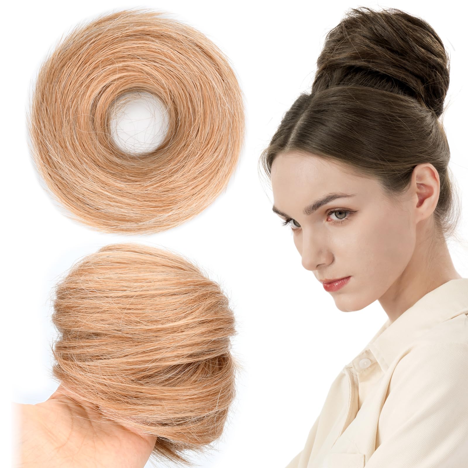 BOBIYA Messy Buns Hair Pieces Hair Scrunchies for Women Synthetic Ponytail Bun Extensions (Toast Crust) — image 1